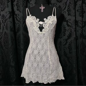 Vintage White Lace Slip Mini Dress